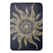 Elegant Gold Sun Mandala Blue Nebula Design Badematte (Vorderseite Vertikal)