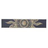 Elegant Gold Sun Mandala Blue Nebula Design Mittelgroßer Tischläufer (Horizontal)