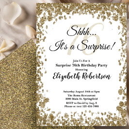 Elegant Gold Surprise 76th Birthday Invitation Einladung