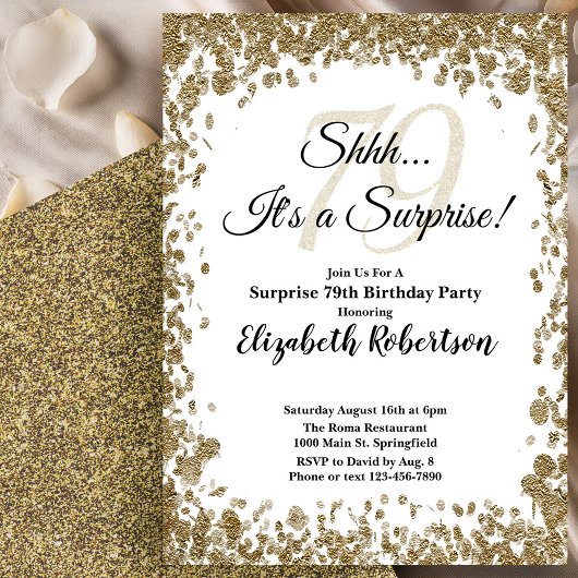 Elegant Gold Surprise 79th Birthday Invitation Einladung