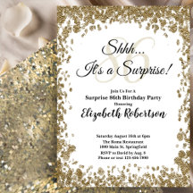 Elegant Gold Surprise 86th Birthday Invitation