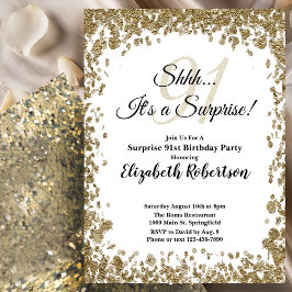 Elegant Gold Surprise 91st Birthday Invitation Einladung