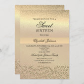Elegant Gold Sweet 16 Geburtstag Einladung (Vorne/Hinten)