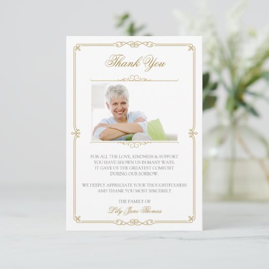 Elegant Gold Swirl Dankeschön Karte | Farbe bearbe (Stehend Vorderseite)