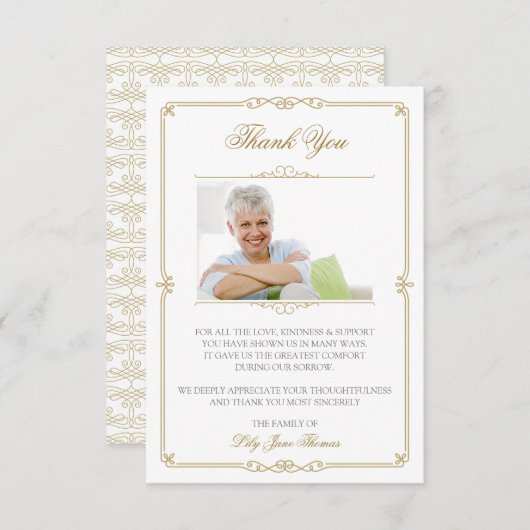 Elegant Gold Swirl Dankeschön Karte | Farbe bearbe (Vorne/Hinten)