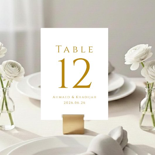 Elegant Gold Table Number Card Tischnummer