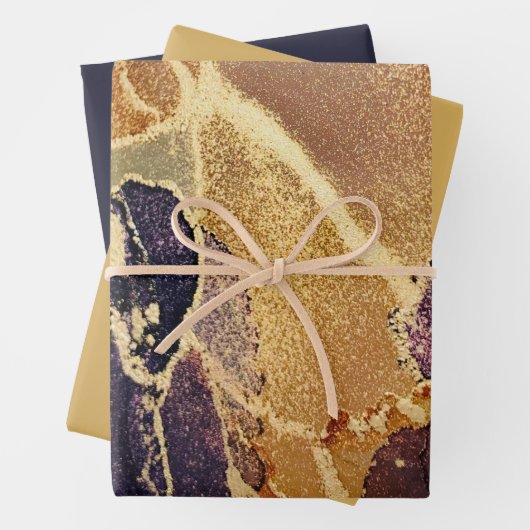Elegant Gold Tan Lila Abstrakt Geschenkpapier Set (Beispiel)