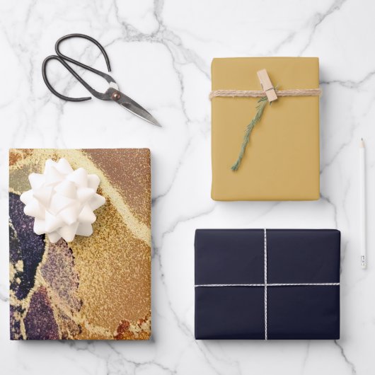 Elegant Gold Tan Lila Abstrakt  Geschenkpapier Set (Vorderseite)