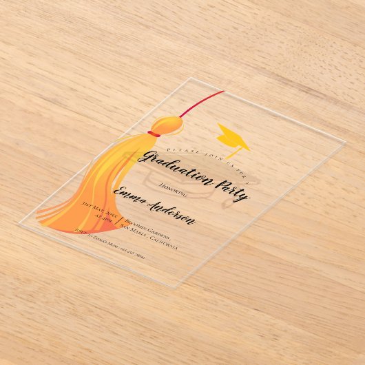Elegant Gold Tassel Class of 2025 Graduation Party Acryleinladungen (Ablage )