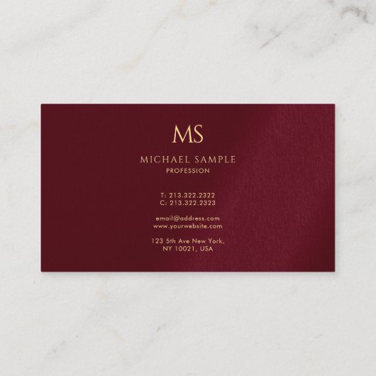 Elegant Gold Text Monogram Luxury Premium Linen Visitenkarte (Rückseite)