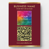 Elegant Gold Text QR Code Upload Company Logo Fotoplatte (Vorderseite)