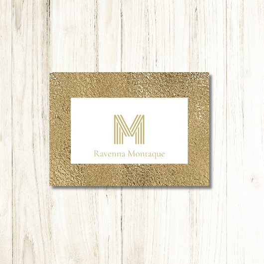 Elegant Gold Texture Big Monogram Stationery