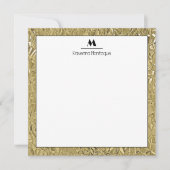 Elegant Gold Texture Black Border Monogram Name Mitteilungskarte (Vorderseite)