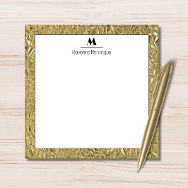 Elegant Gold Texture Black Border Monogram Name  Mitteilungskarte
