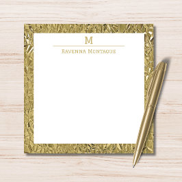 Elegant Gold Texture One Border Monogram Name  Mitteilungskarte