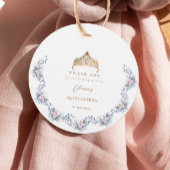 Elegant Gold Tiara Blue Floral Quinceñera Geschenkanhänger