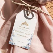 Elegant Gold Tiara Blue Floral Quinceñera Geschenkanhänger