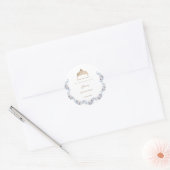 Elegant Gold Tiara Blue Floral Quinceñera Runder Aufkleber (Umschlag)