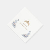 Elegant Gold Tiara Blue Floral Quinceñera Serviette (Ecke)
