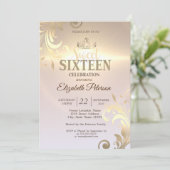 Elegant Gold Tiara Sweet Diamonds 16 Party Einladung (Stehend Vorderseite)