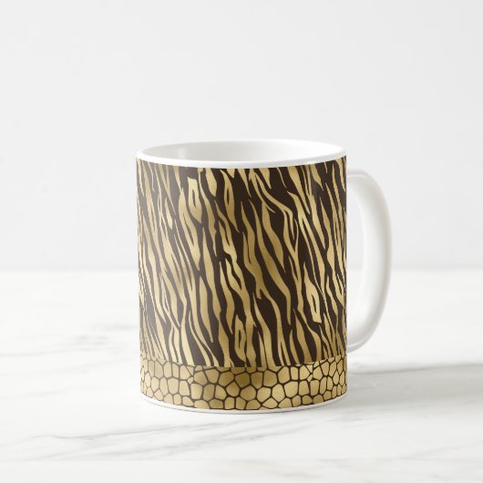 Elegant Gold Tiger Giraffe Hübsch Luxus Kaffeetasse (VorderseiteRechts)