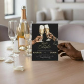 Elegant Gold Toast Couple Engagement Celebration Einladung