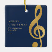 Elegant Gold Treble Clef Music Choir Christmas Keramikornament (Vorderseite)