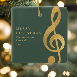 Elegant Gold Treble Clef Music Choir Christmas Keramikornament