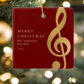 Elegant Gold Treble Clef Music Choir Christmas Keramikornament