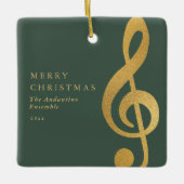 Elegant Gold Treble Clef Music Choir Christmas Keramikornament (Vorderseite)