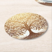 Elegant Gold Tree of Life Celebration Namaste Runder Pappuntersetzer (Angewinkelt)