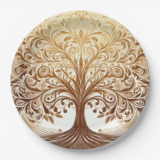 Elegant Gold Tree of Life Celebration Pappteller (Vorderseite)