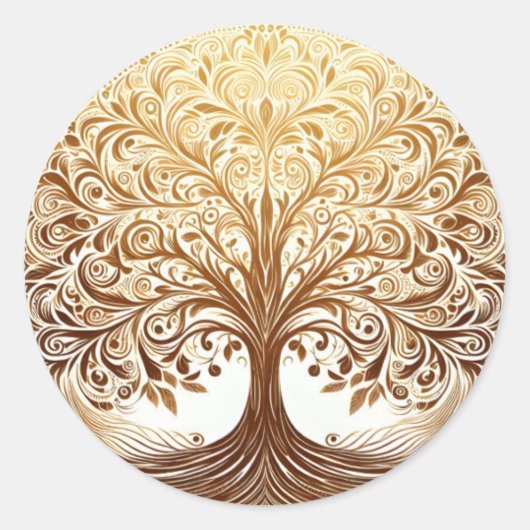 Elegant Gold Tree of Life Celebration Spiritual Runder Aufkleber (Vorderseite)
