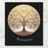 Elegant Gold Tree of Life Spiritual Zen Weinetikett (Einzelnes Label)