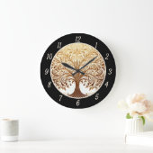 Elegant Gold Tree of Life Spiritual Zen Yoga Große Wanduhr (Zuhause)