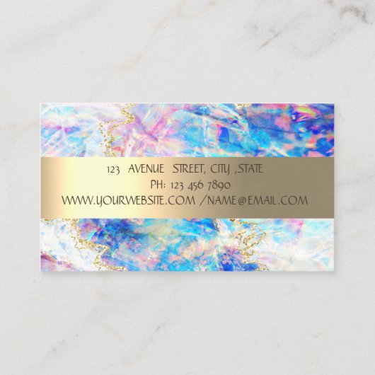 Elegant Gold Tree Yoga Instructor Opal Holographic Visitenkarte (Rückseite)