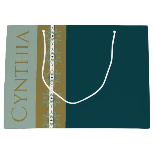 Elegant Gold Turquoise Große Geschenktüte (Vorderseite)
