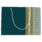 Elegant Gold Turquoise Große Geschenktüte (Rückseite)