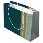 Elegant Gold Turquoise Große Geschenktüte (Rückseite Schrägansicht)