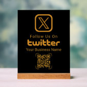 Elegant Gold Twitter Business QR Acrylic Sign Acrylschild (Neutral)