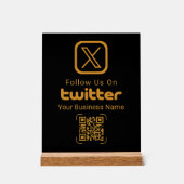 Elegant Gold Twitter Business QR Acrylic Sign Acrylschild (Vorderseite)