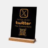 Elegant Gold Twitter Business QR Acrylic Sign Acrylschild (Winkel)