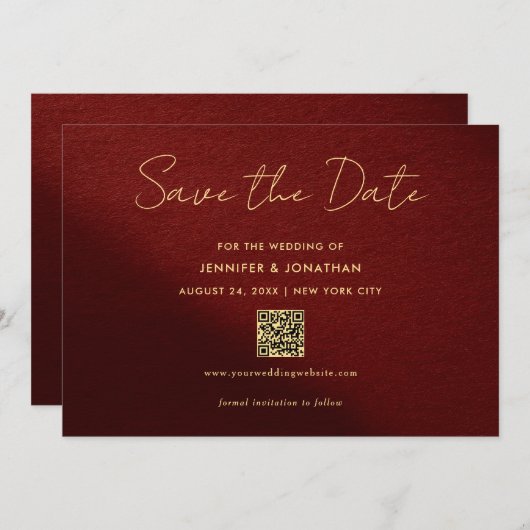Elegant Gold Typography Script Save The Date (Vorne/Hinten)
