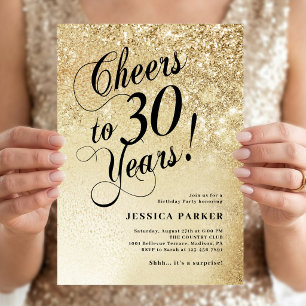 Elegant Gold Überraschung 30. Geburtstag Einladung