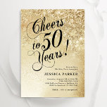 Elegant Gold Überraschung 50. Geburtstag Einladung<br><div class="desc">Elegante Überraschung 50. Geburtstagsfeier Einladung. Elegantes Design in Imitate Glitzer Gold und Schwarz. Features typografische Skript-Schriftart und Konfetti. Ideal für ein stilvolles Frauentag. Personalisieren Sie Ihre persönlichen Daten. Nachricht,  wenn du ein Alter brauchst. Gedruckte Zazzle Einladungen oder Sofortdownload digitalen druckbaren Vorlage.</div>