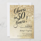 Elegant Gold Überraschung 50 Jahre alt Einladung (Vorderseite)