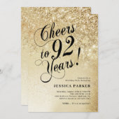 Elegant Gold Überraschung 92. Geburtstag Einladung (Vorne/Hinten)