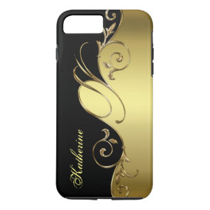 Elegant Gold und Black iPhone Monogram iPhone 8 Plus/7 Plus Hülle