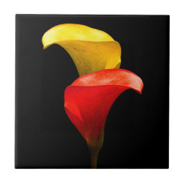 Elegant Gold und Crimson Calla Lilies Fliese