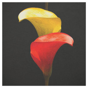 Elegant Gold und Crimson Calla Lilies Stoff